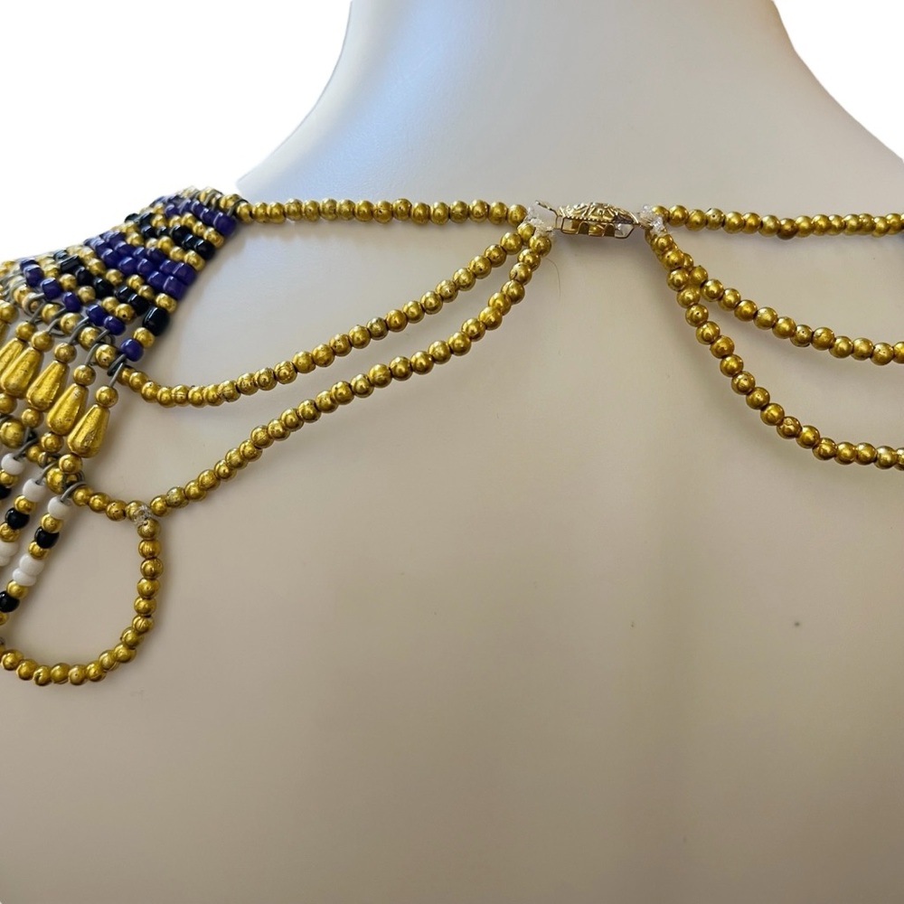 Ancient Egyptian Revival Beaded Scarab Collar
Necklace Handmade Statement Piece - Picture 10 of 13